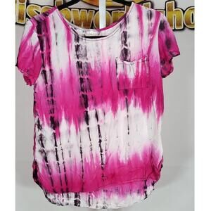 Chambrai Los Angeles Pink Tie Dye Short Sleeve Pullover Top Size S